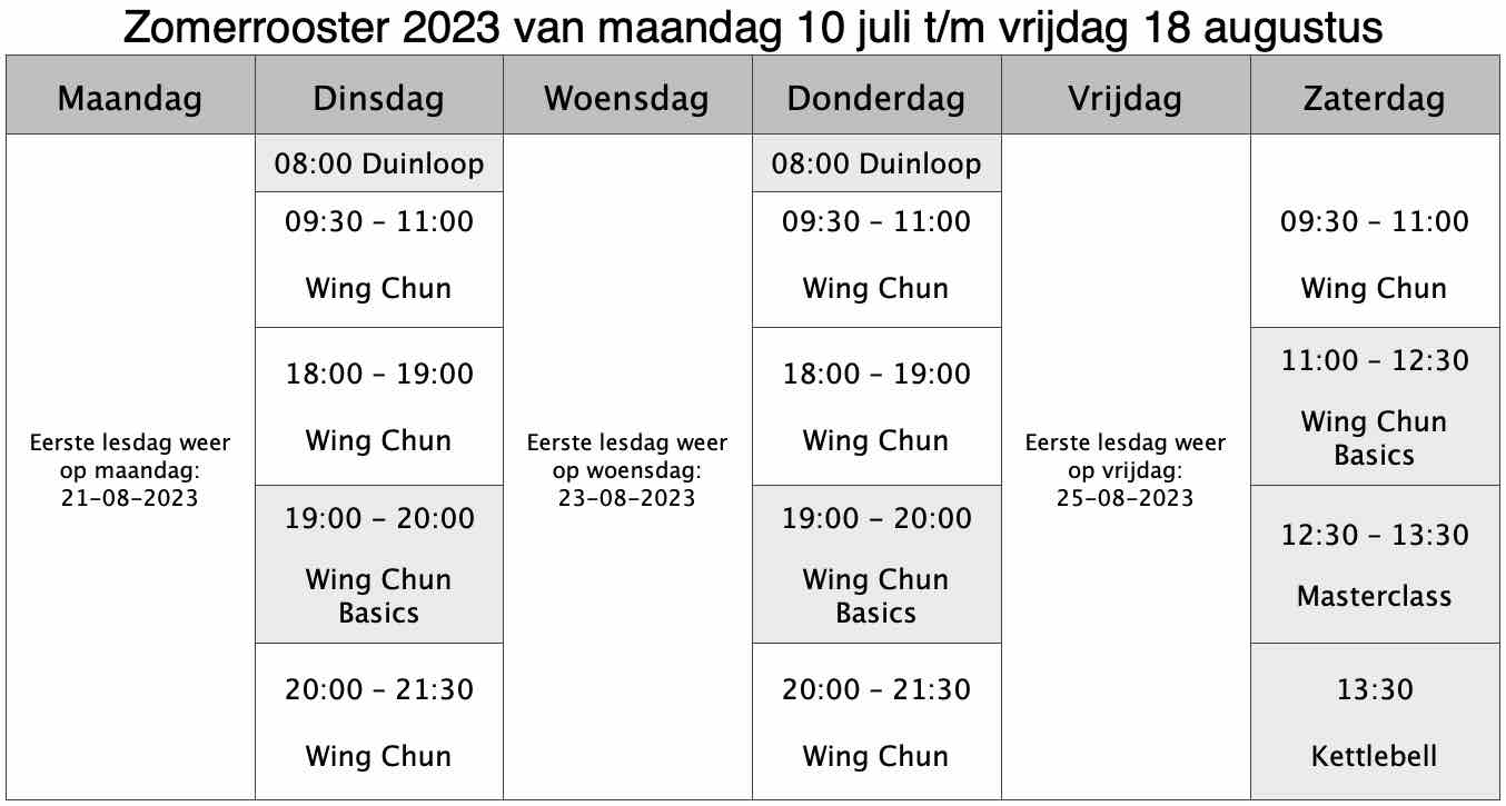zomerrooster 2023 nederlands