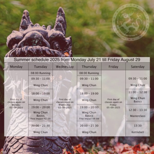 Summer schedule 2025