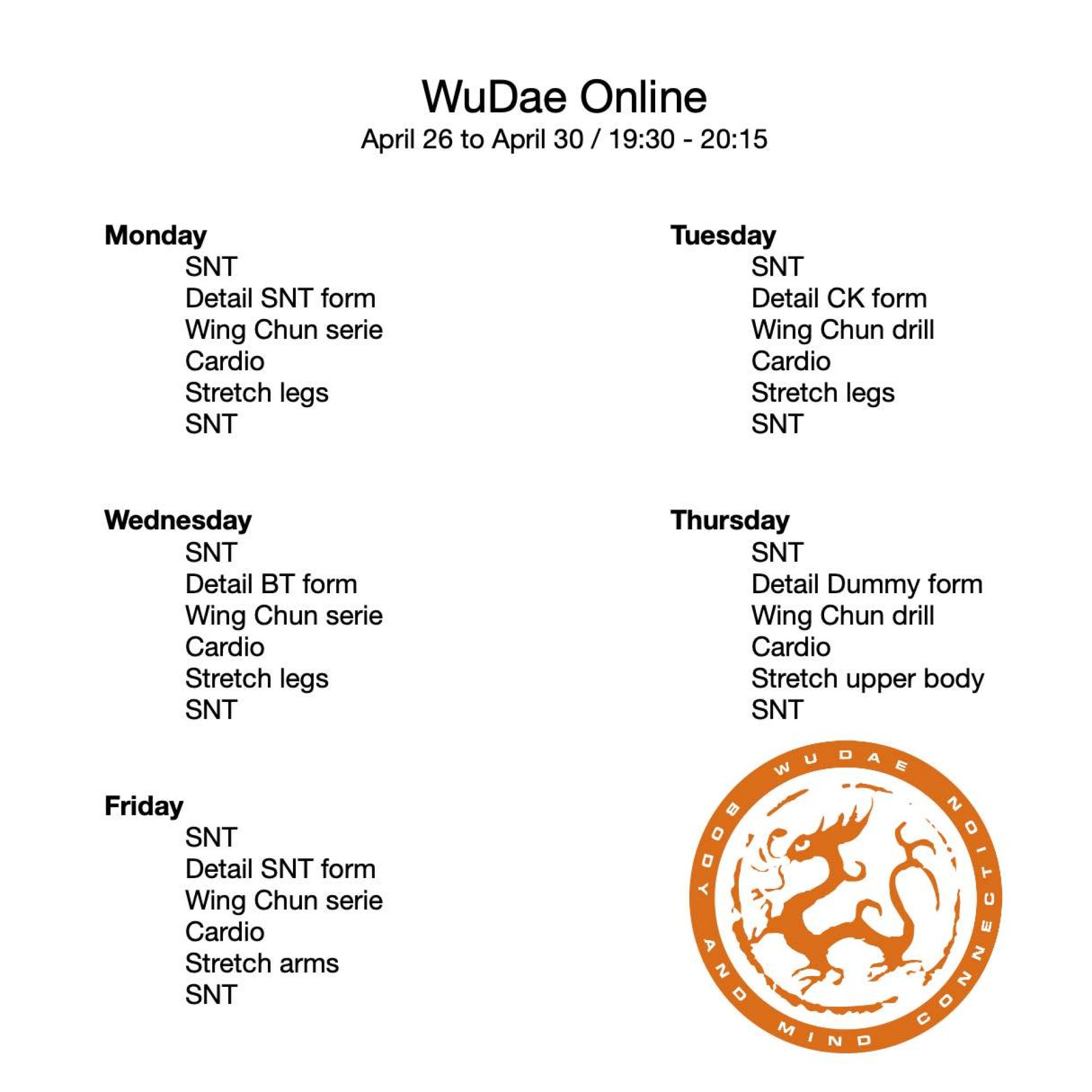Online timetable week 17!