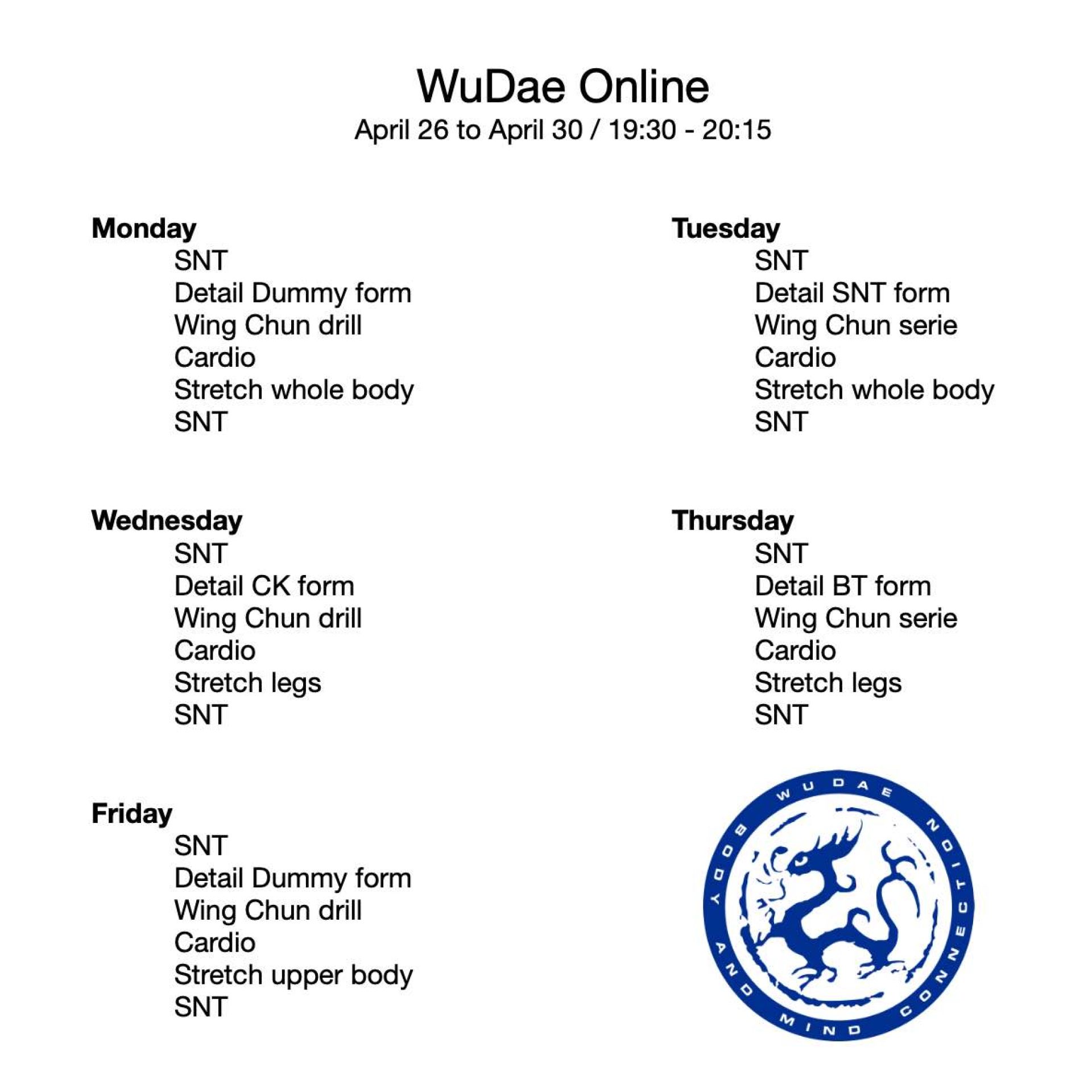 Online timetable week 16!