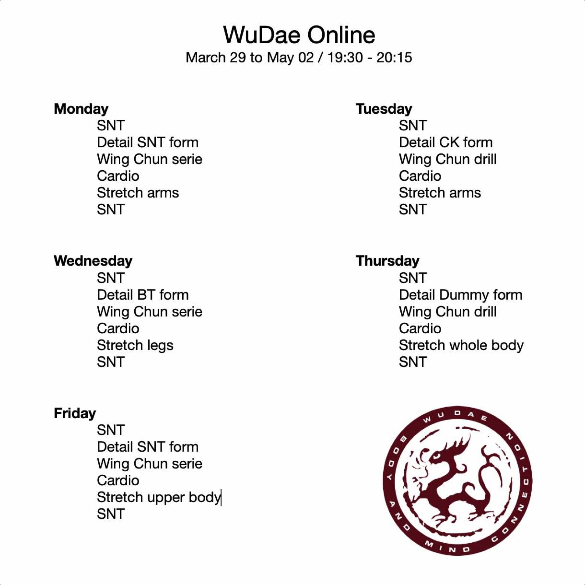 Online timetable week 13!